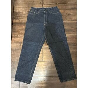 Women's Vintage LL Bean Denim Dark Blue High Rise Straight Leg Size 16 100% Cott